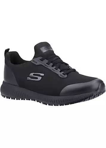 Skechers Work Ladies Black Slip Resistant Wec Squad SR Wide Trainers | Kaleidoscope