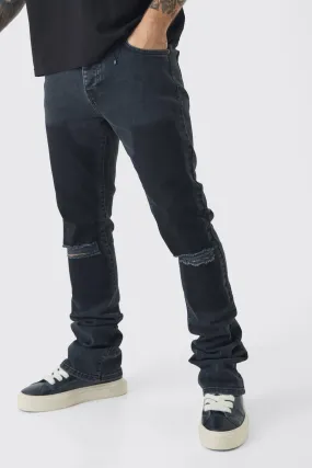 Skinny Stretch Stacked Flared Ripped Overdye Carpenter Denim Jeans