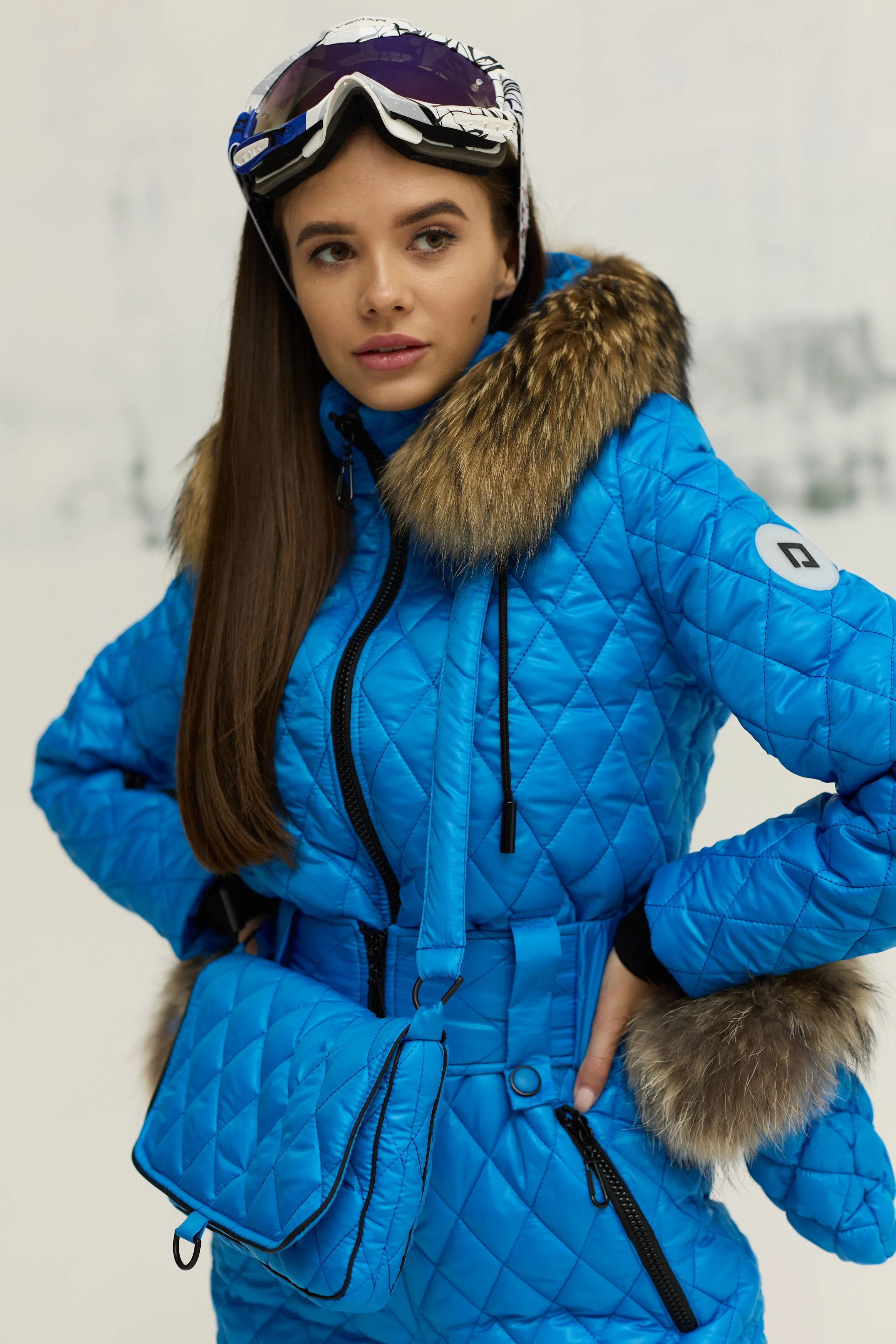 Ski/Snowboard Suit with Fur Trim Mitten & Cross Body Bag