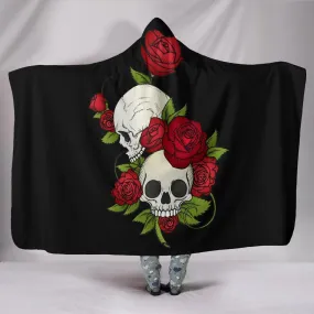 Skulls and Roses Hooded Blanket