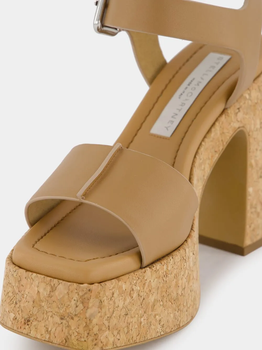 Skyla Tan Buckle Cork Platform Sandals