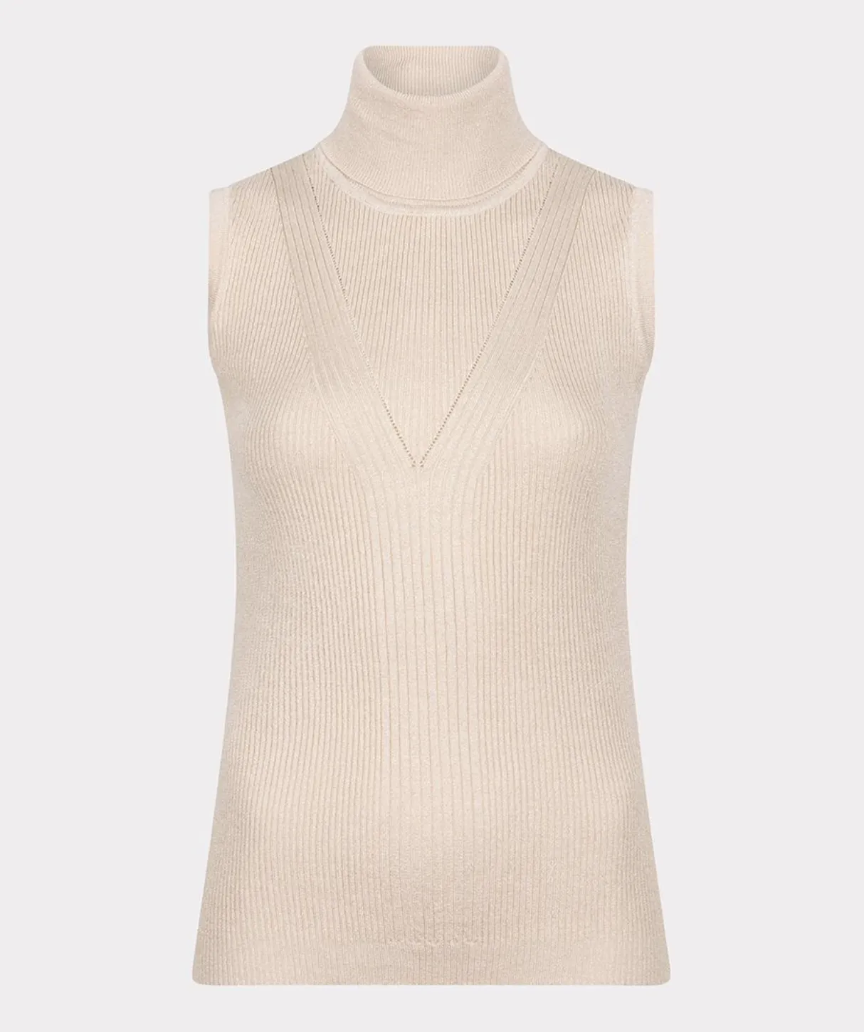 SLEEVELESS COLLARED LUREX TOP