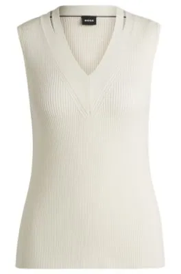 Sleeveless knitted top with cut-out details