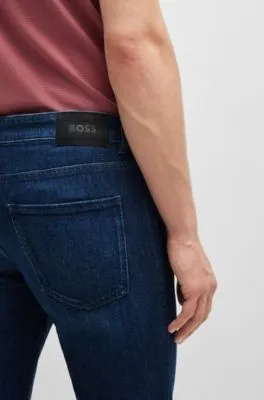 Slim-fit jeans in blue mechanical-stretch denim