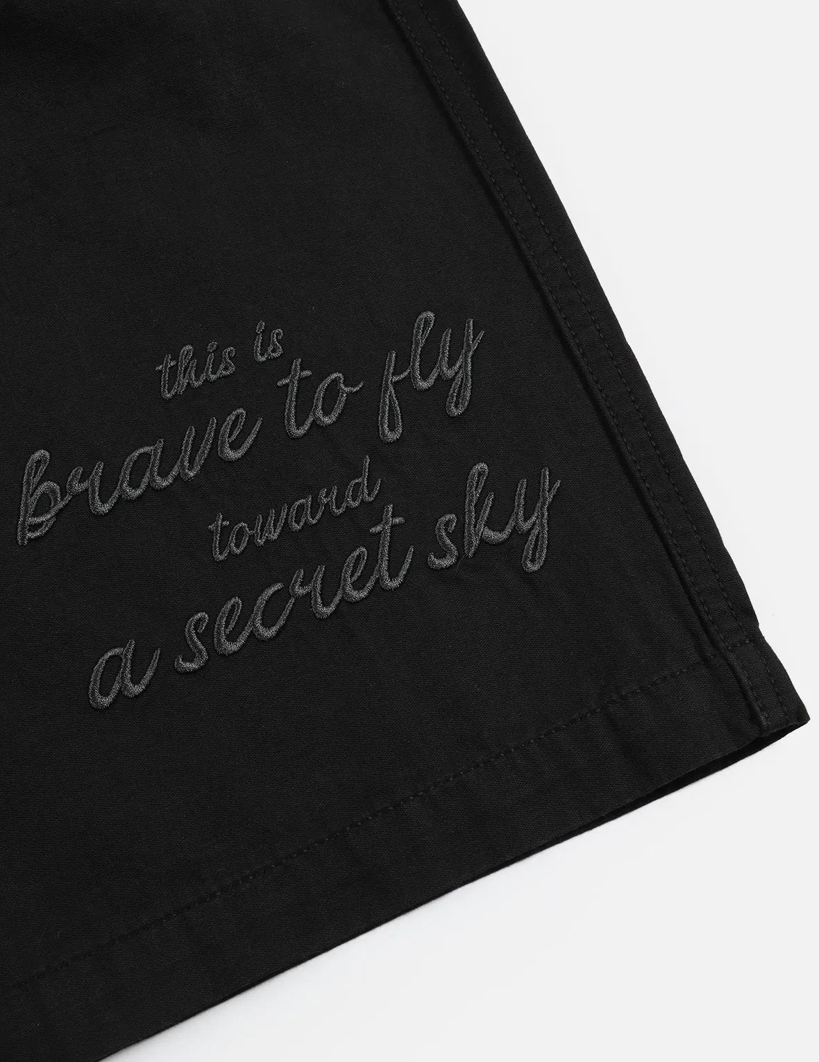 Slogan and Kamon Embroidery Cargo Shorts