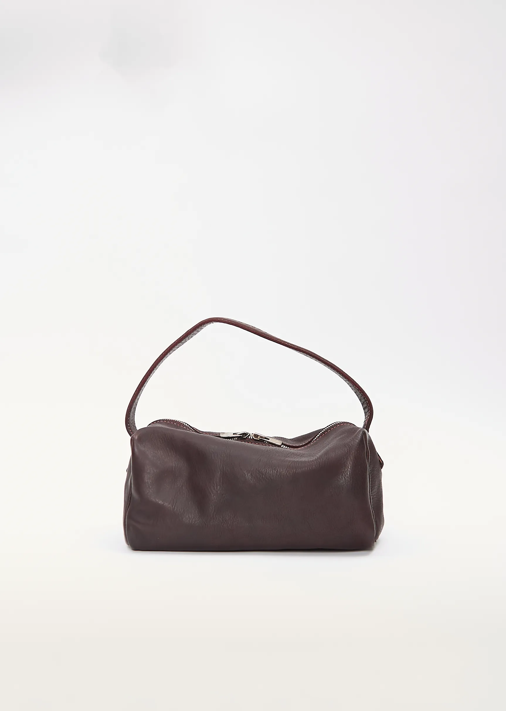 Small Leather Handle Bag — Maroon