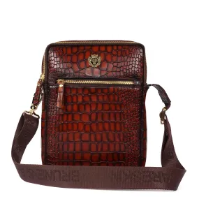 Smokey Finish Cross-Body Bag in Deep Cut Cognac Leather