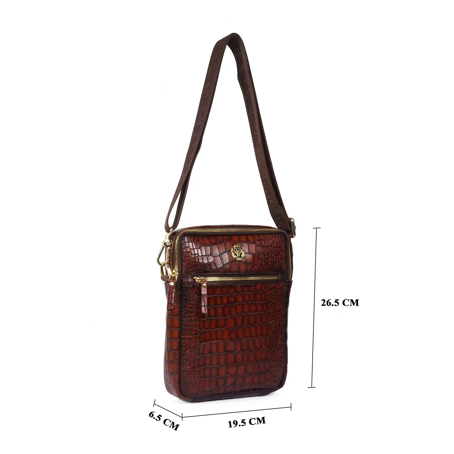 Smokey Finish Cross-Body Bag in Deep Cut Cognac Leather