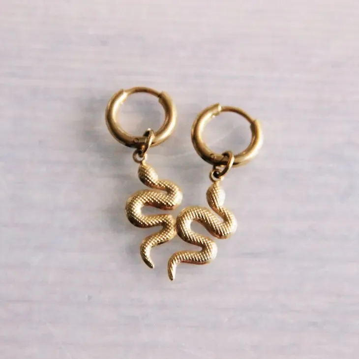 Snake Hoop Earrings | Gold