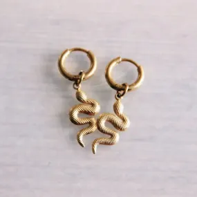 Snake Hoop Earrings | Gold