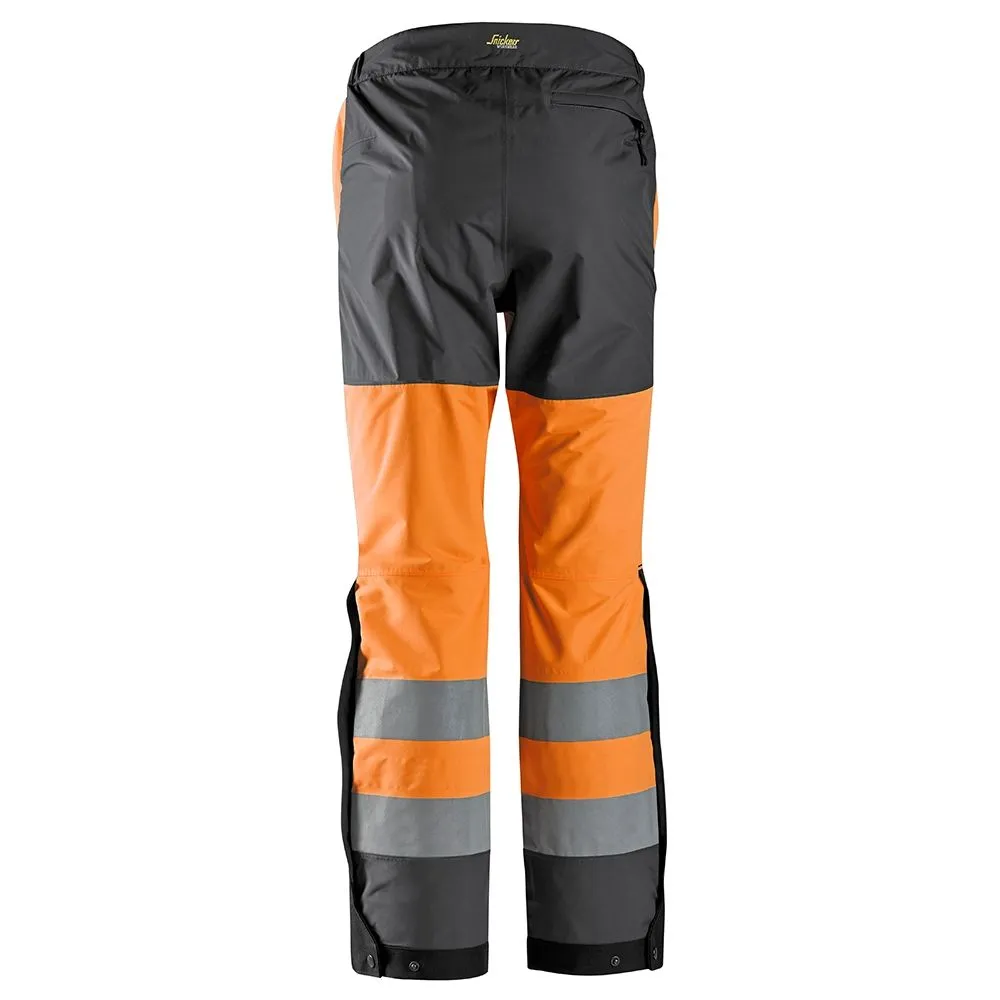 Snickers 6530 AllroundWork, High-Vis Waterproof Shell Trousers Class 2 - Orang