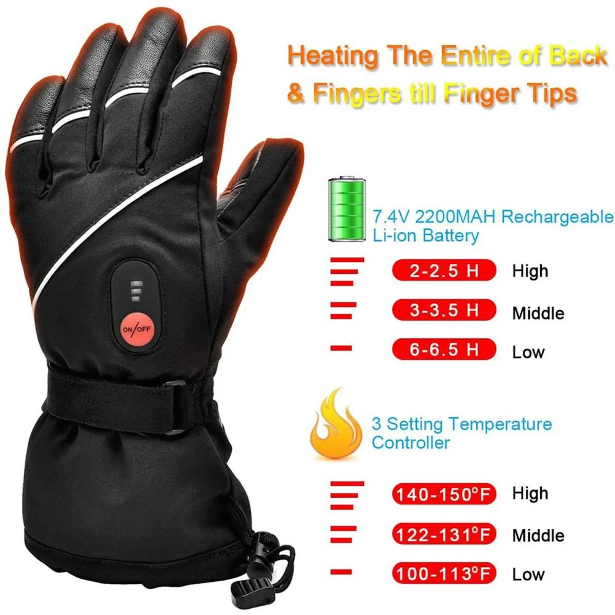 Snow Deer Unisex Rechargeable Battery Powered Electric Outdoor Heated Gloves