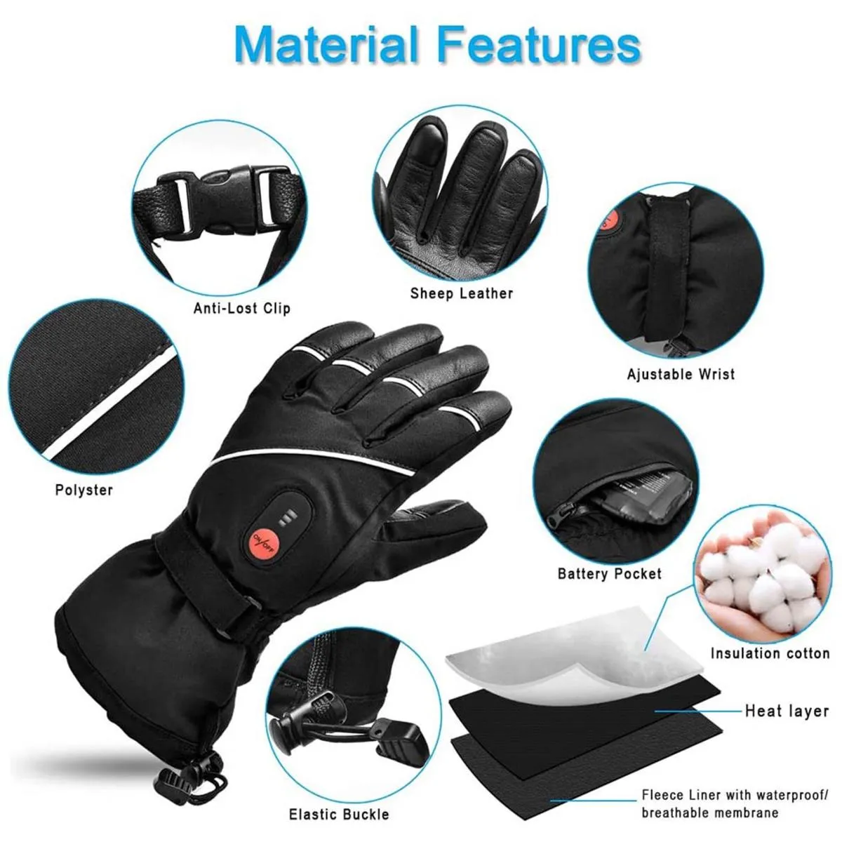 Snow Deer Unisex Rechargeable Battery Powered Electric Outdoor Heated Gloves