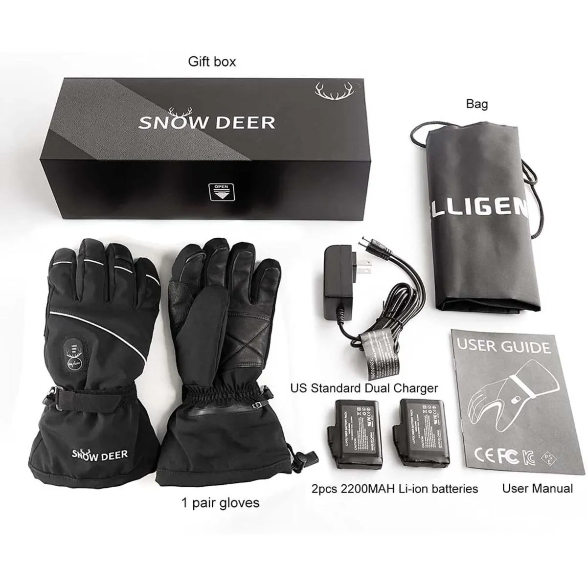 Snow Deer Unisex Rechargeable Battery Powered Electric Outdoor Heated Gloves