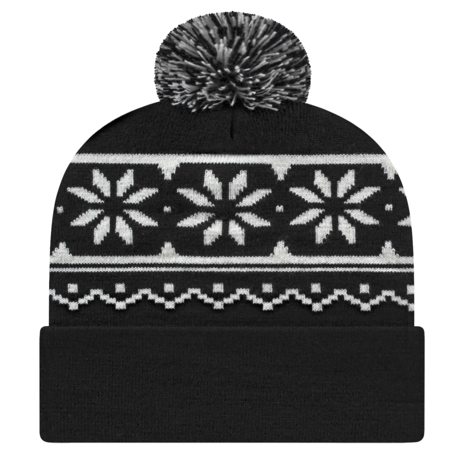 Snowflake Knit Cap with Cuff