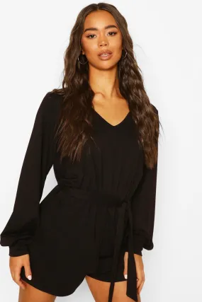 Soft Tie Waist Oversized Romper