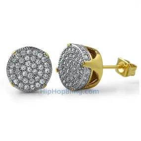 Solitaire Micro Pave Gold CZ Earrings