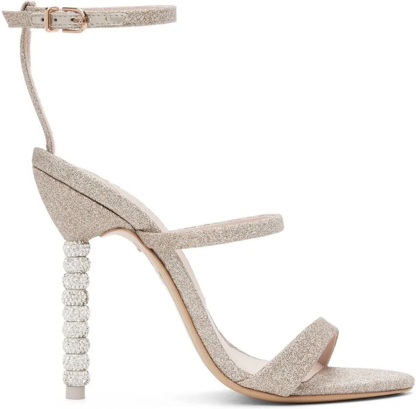 Sophia Webster Gold Rosalind Crystal Heeled Sandals