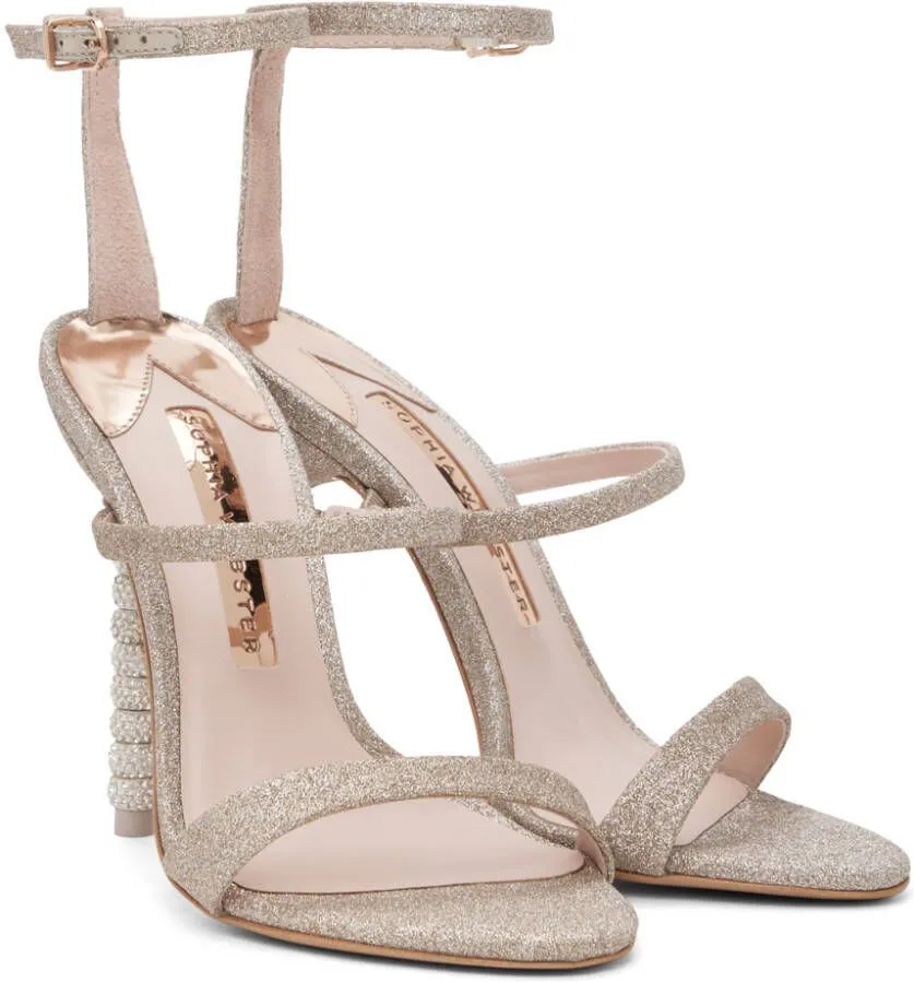 Sophia Webster Gold Rosalind Crystal Heeled Sandals