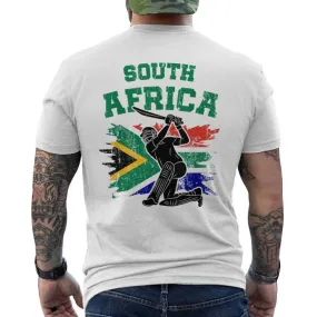 South African Cricket 2024 South African Flag Cricket Fans Men's T-shirt Back Print