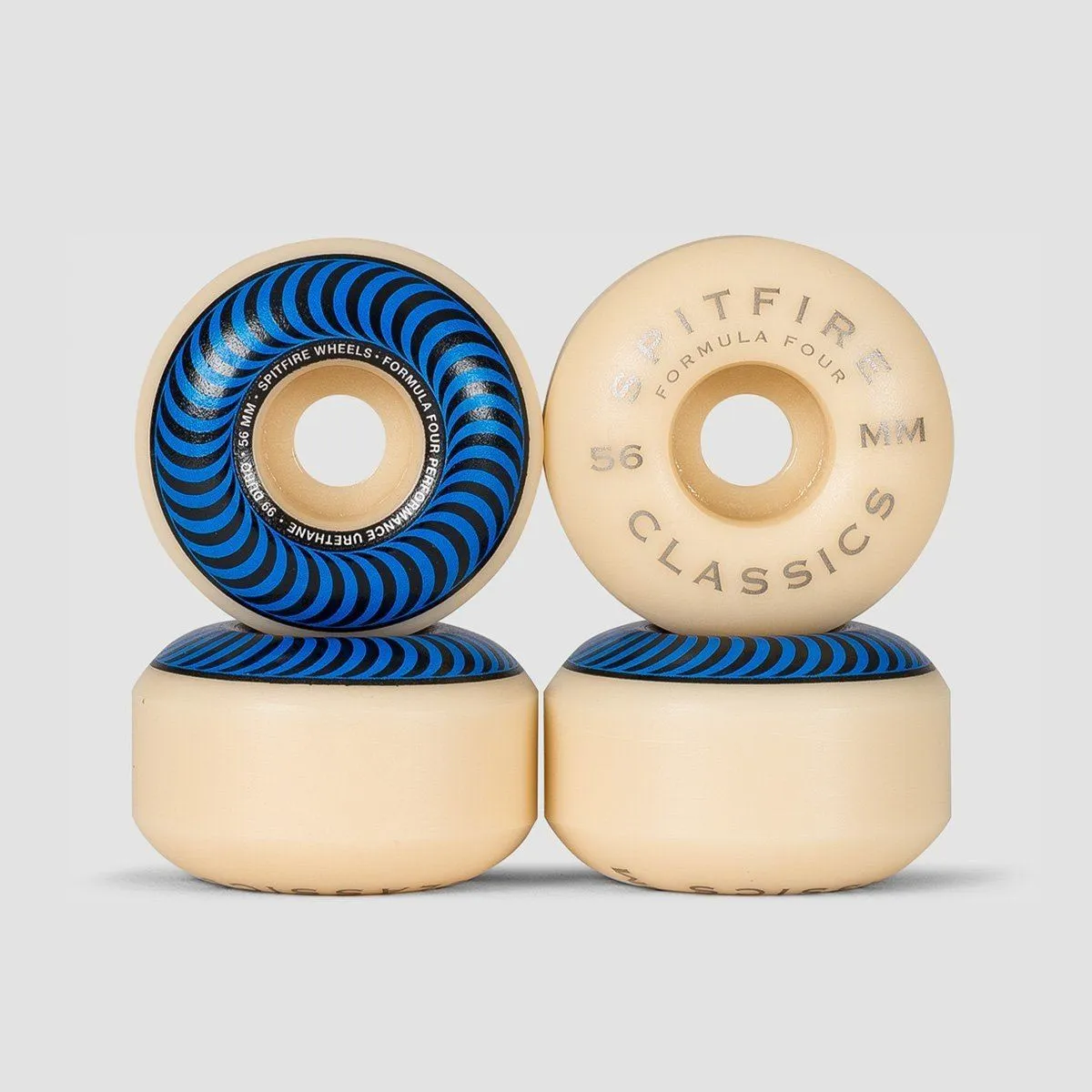 Spitfire Formula Four Classic 99DU Skateboard Wheels Natural/Blue 56mm