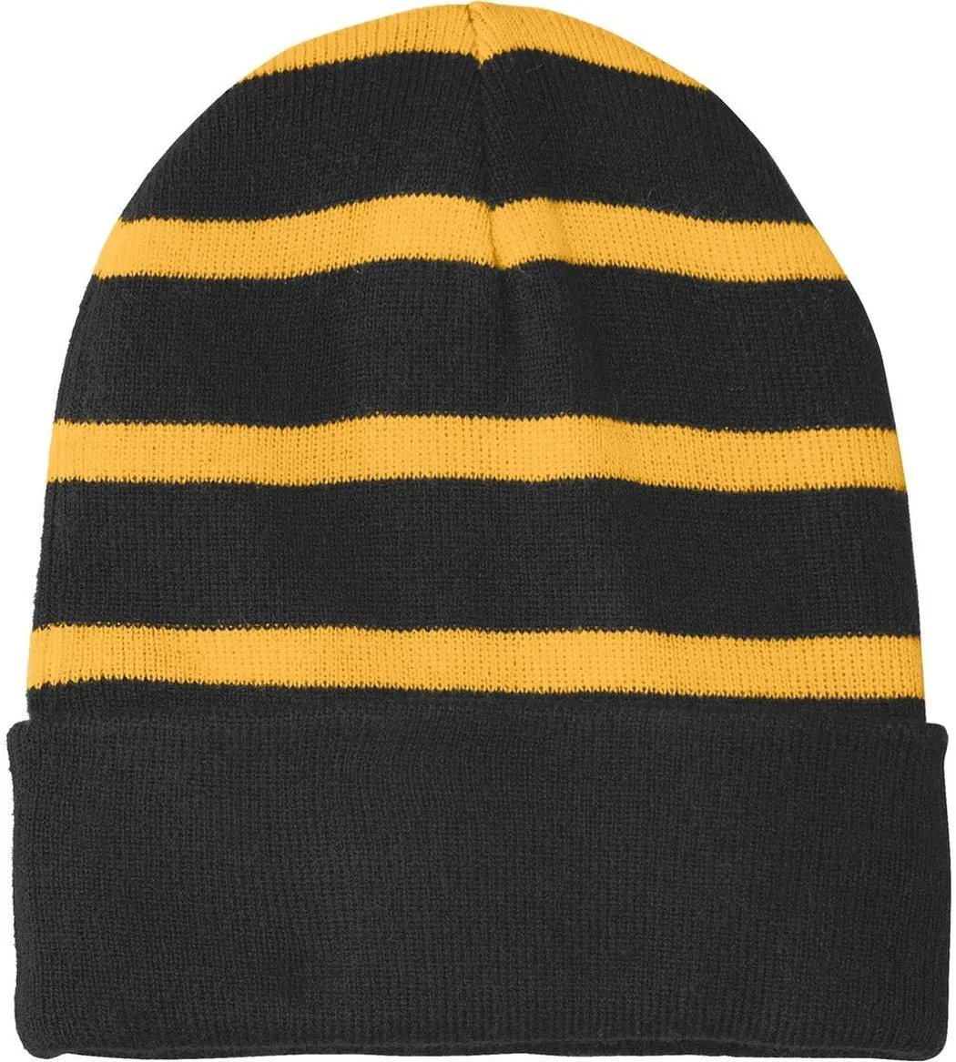 Sport-Tek Striped Beanie Solid Band