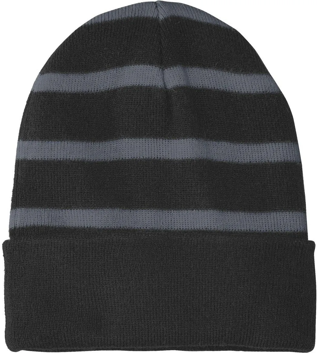 Sport-Tek Striped Beanie Solid Band