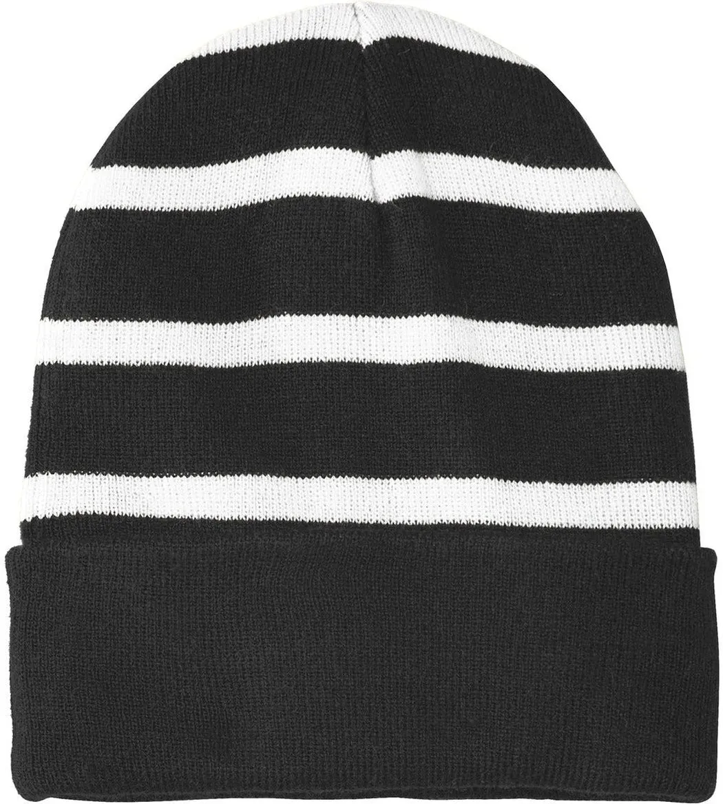 Sport-Tek Striped Beanie Solid Band