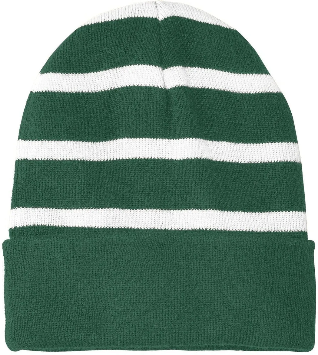 Sport-Tek Striped Beanie Solid Band