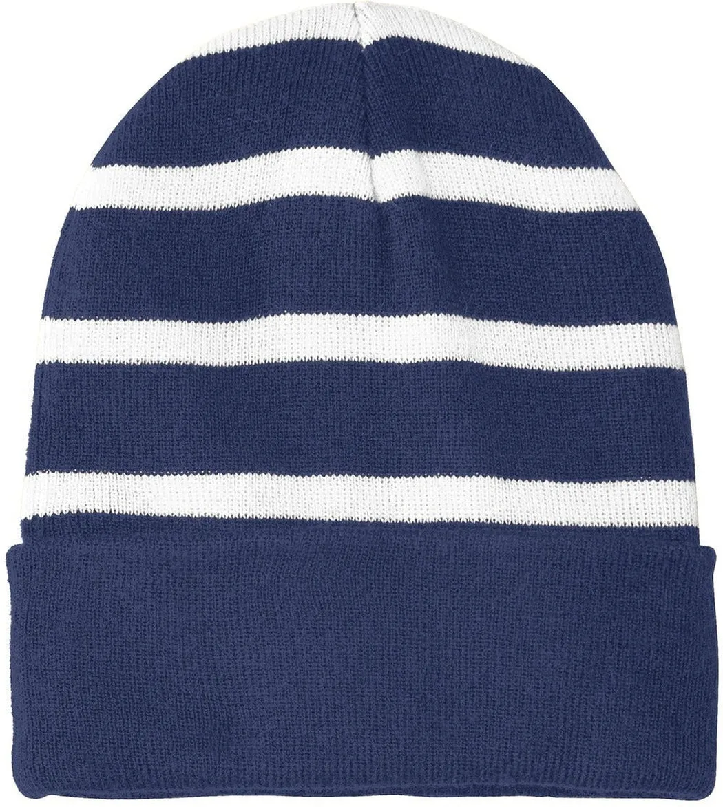 Sport-Tek Striped Beanie Solid Band