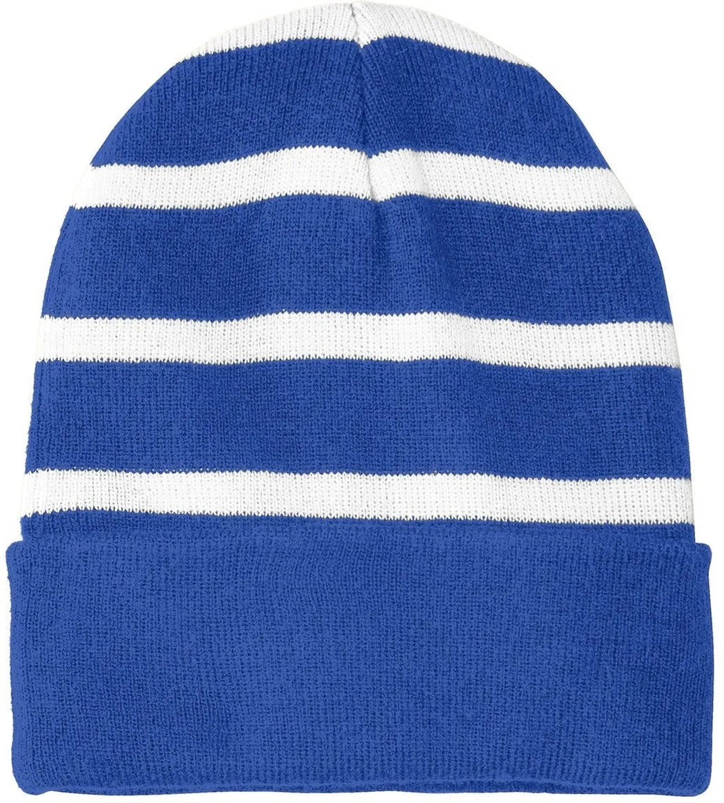 Sport-Tek Striped Beanie Solid Band