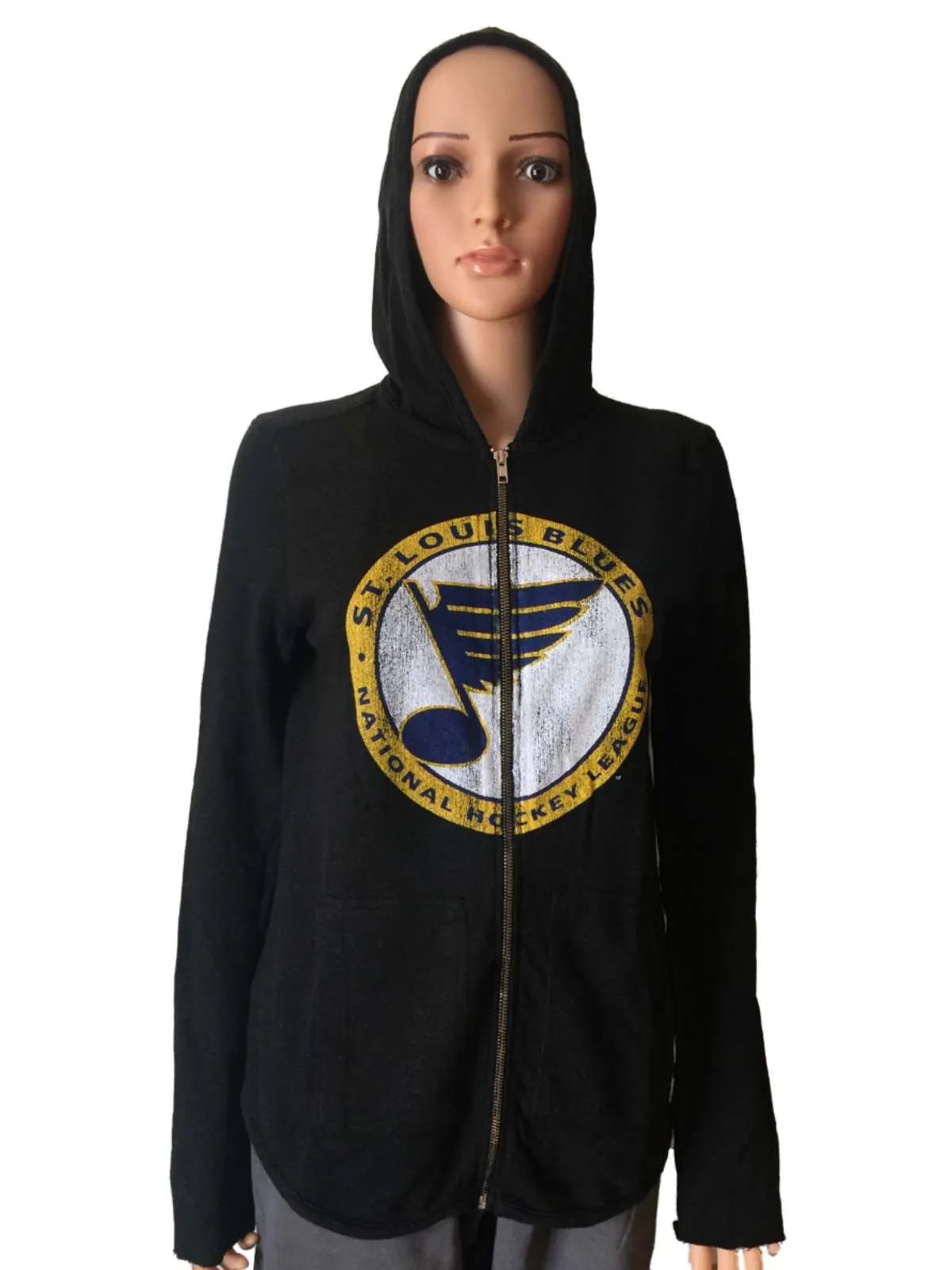 St. Louis Blues Retro Brand Women Black Quad Blend Full Zip Hoodie Jacket