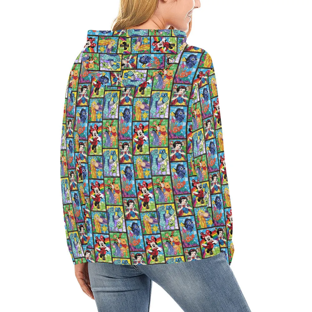 Stained Glass Characters Hoodie for Women