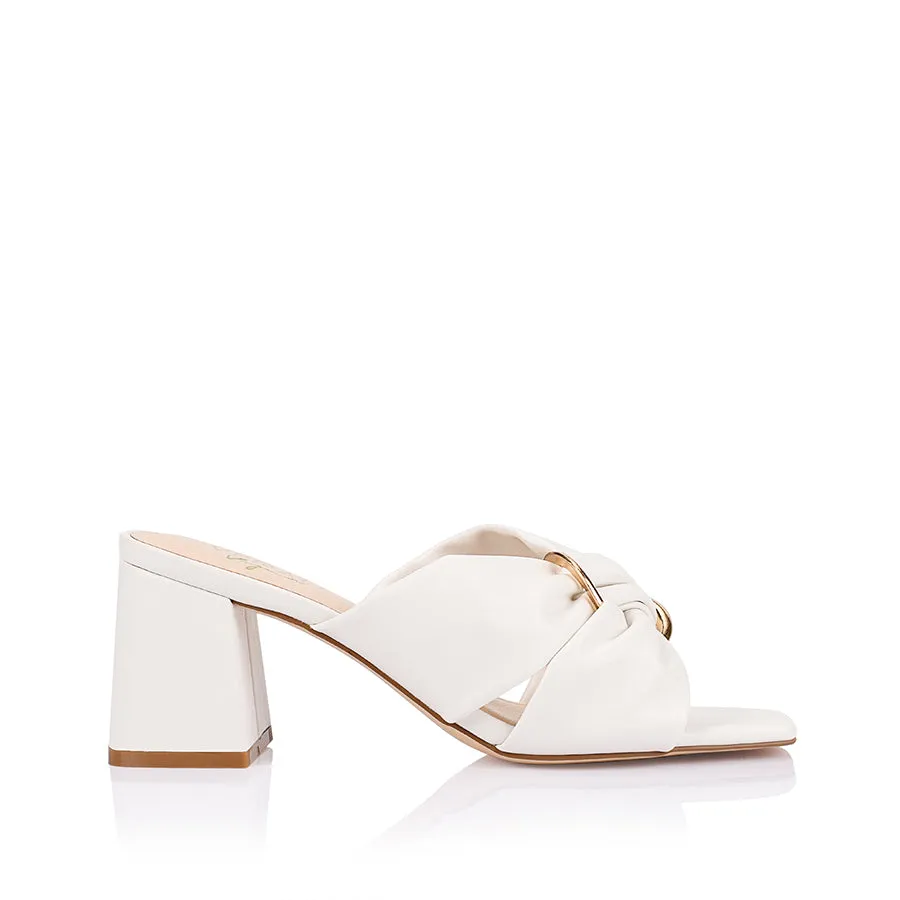Stamos Block Heel Mules - Chalk White