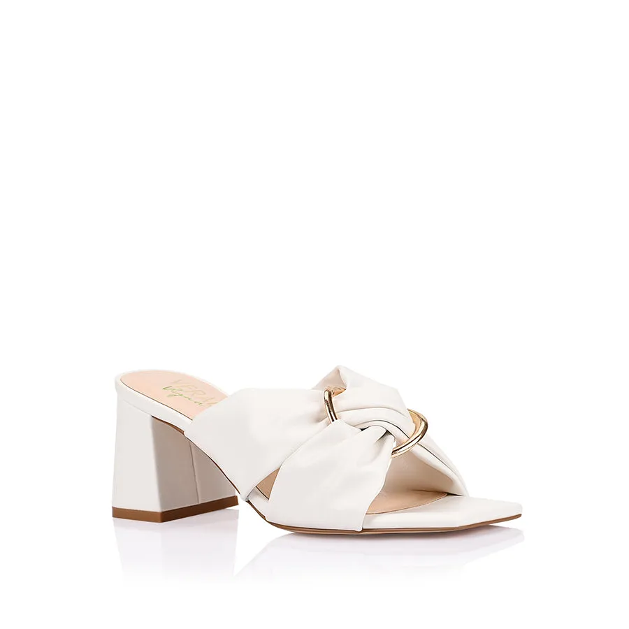 Stamos Block Heel Mules - Chalk White