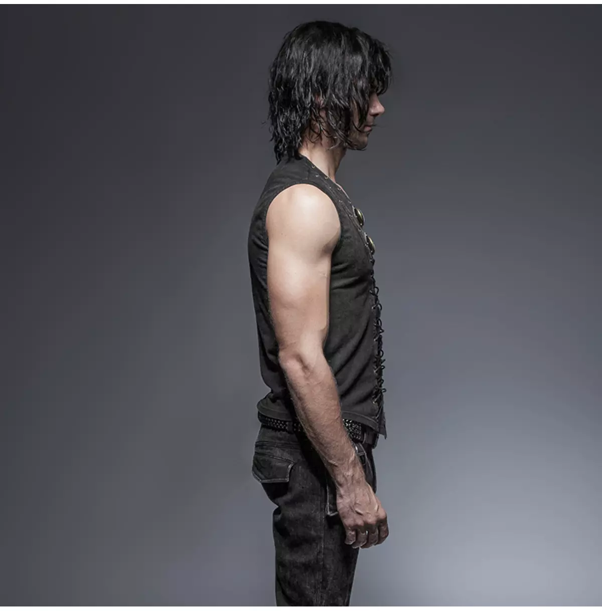 Steampunk-Inspired Leather Strap Vest - Gothic Sleeveless Top