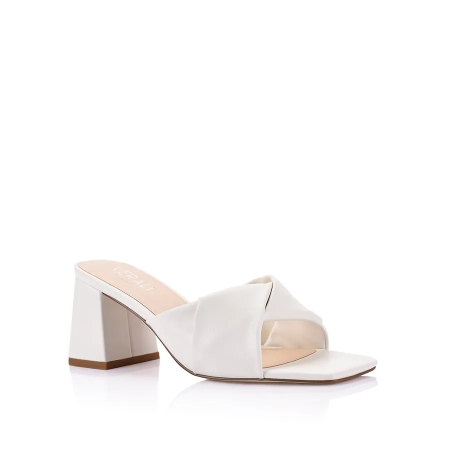 Stella Block Heel Mules - Chalk Smooth