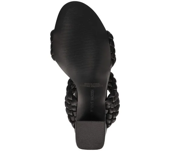 STEVE MADDEN Mules à talons et brides tressées pour femme Tangle SM11001435-02002-001 Noir