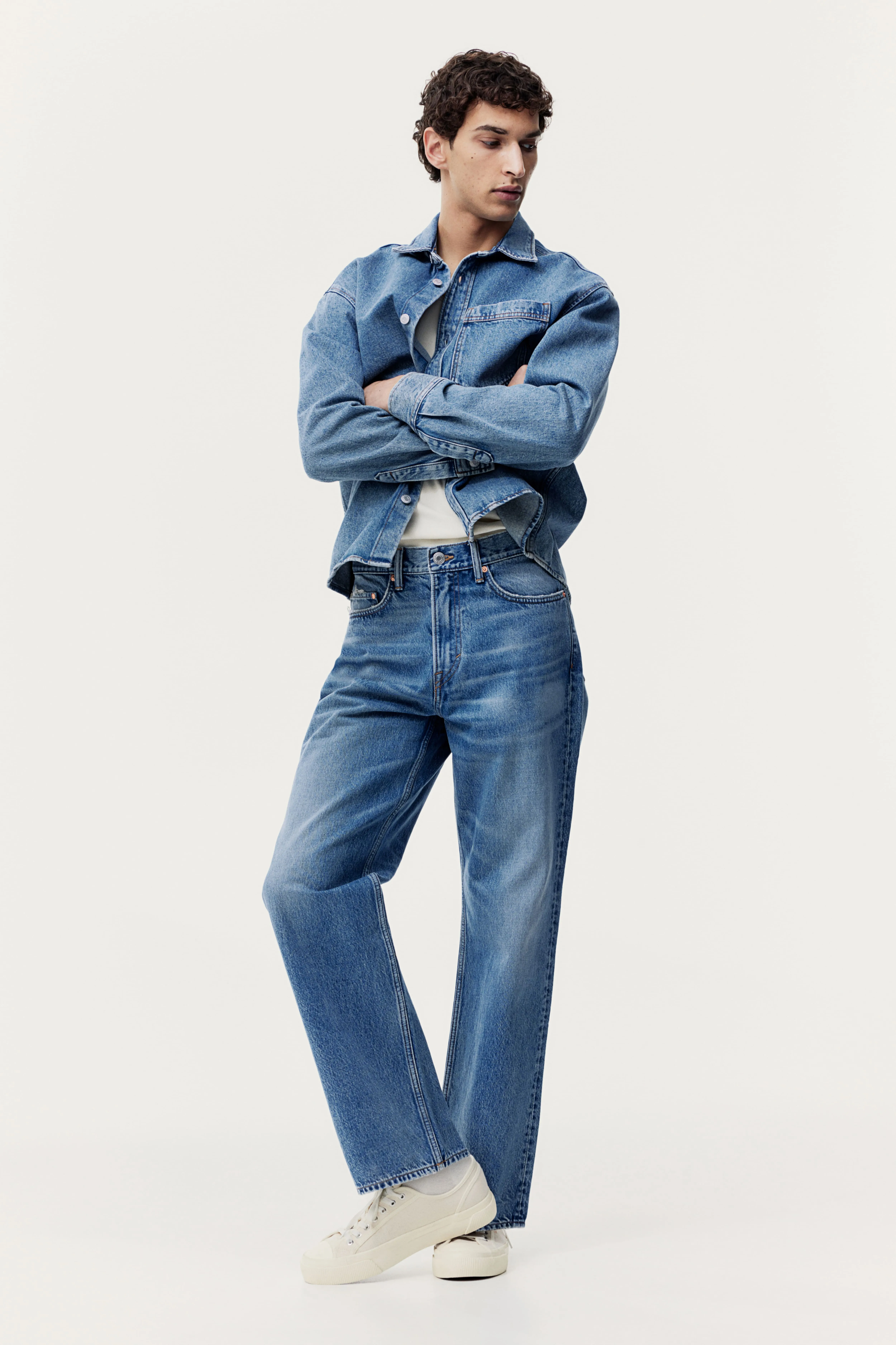 Straight Relaxed High Jeans - High waist - Long - Denim blue - Men | H&M GB