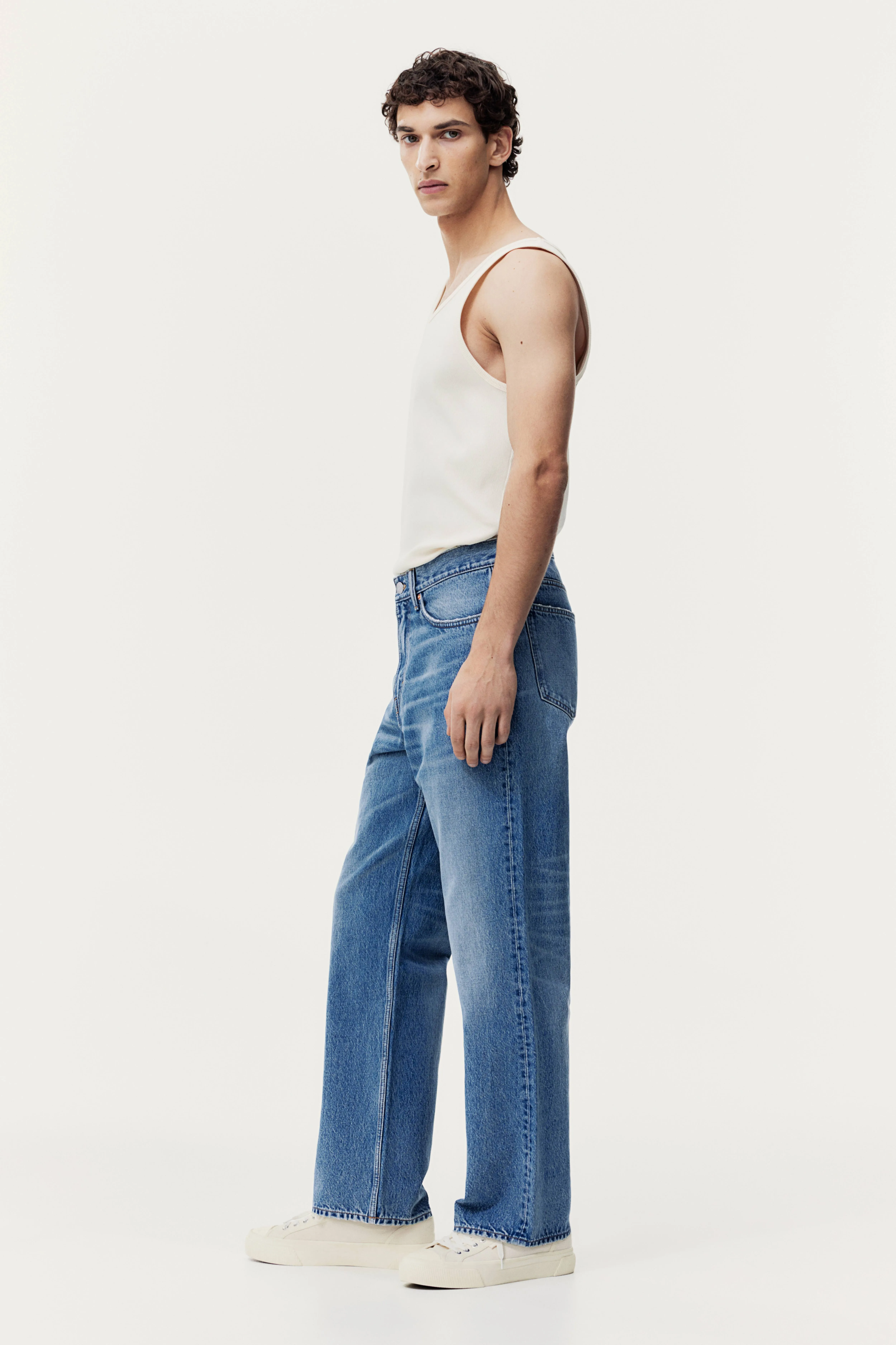 Straight Relaxed High Jeans - High waist - Long - Denim blue - Men | H&M GB