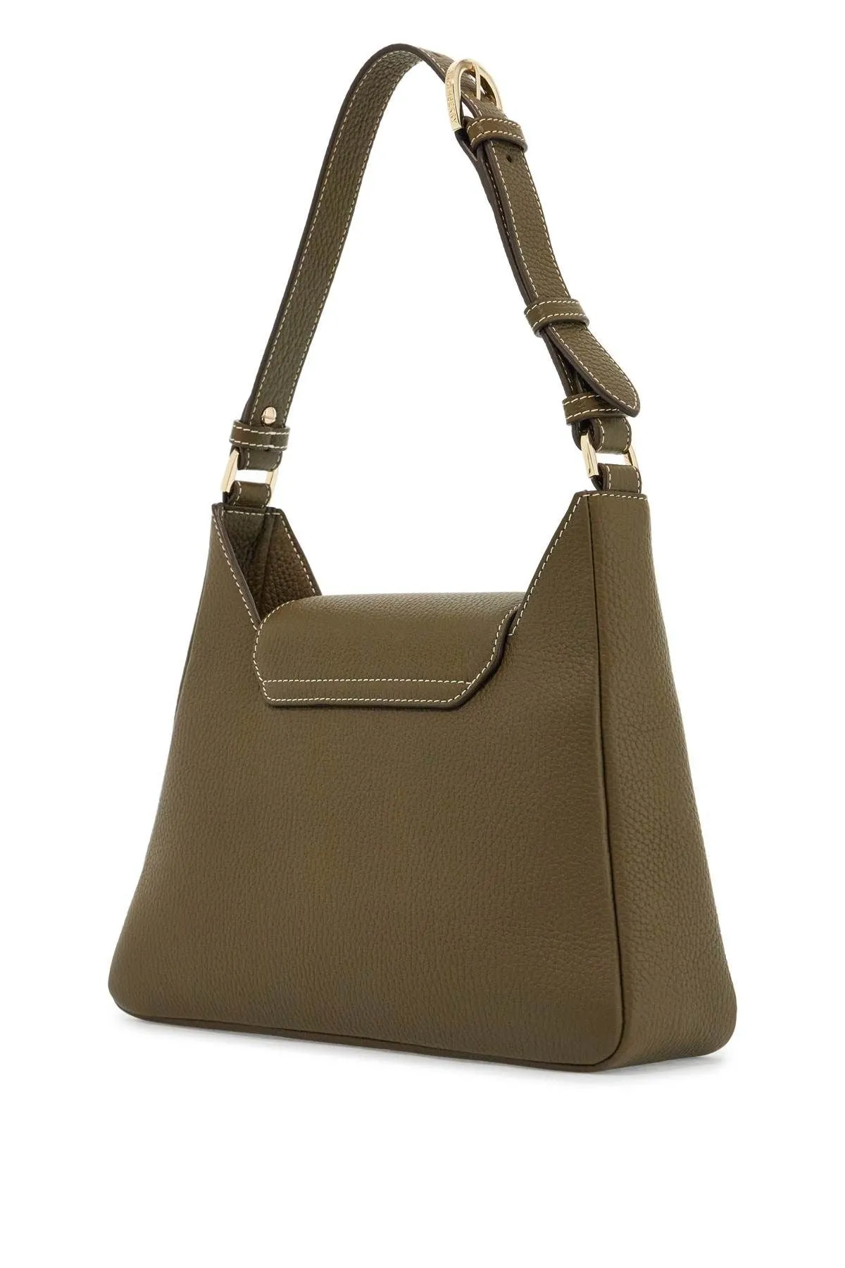 Strathberry Khaki Leather Hobo Bag With Adjustable Strap