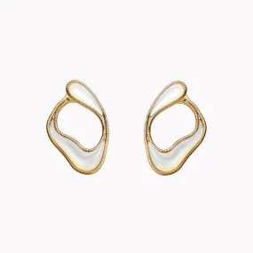 Stream Line Mother-of-Pearl Loop Earrings