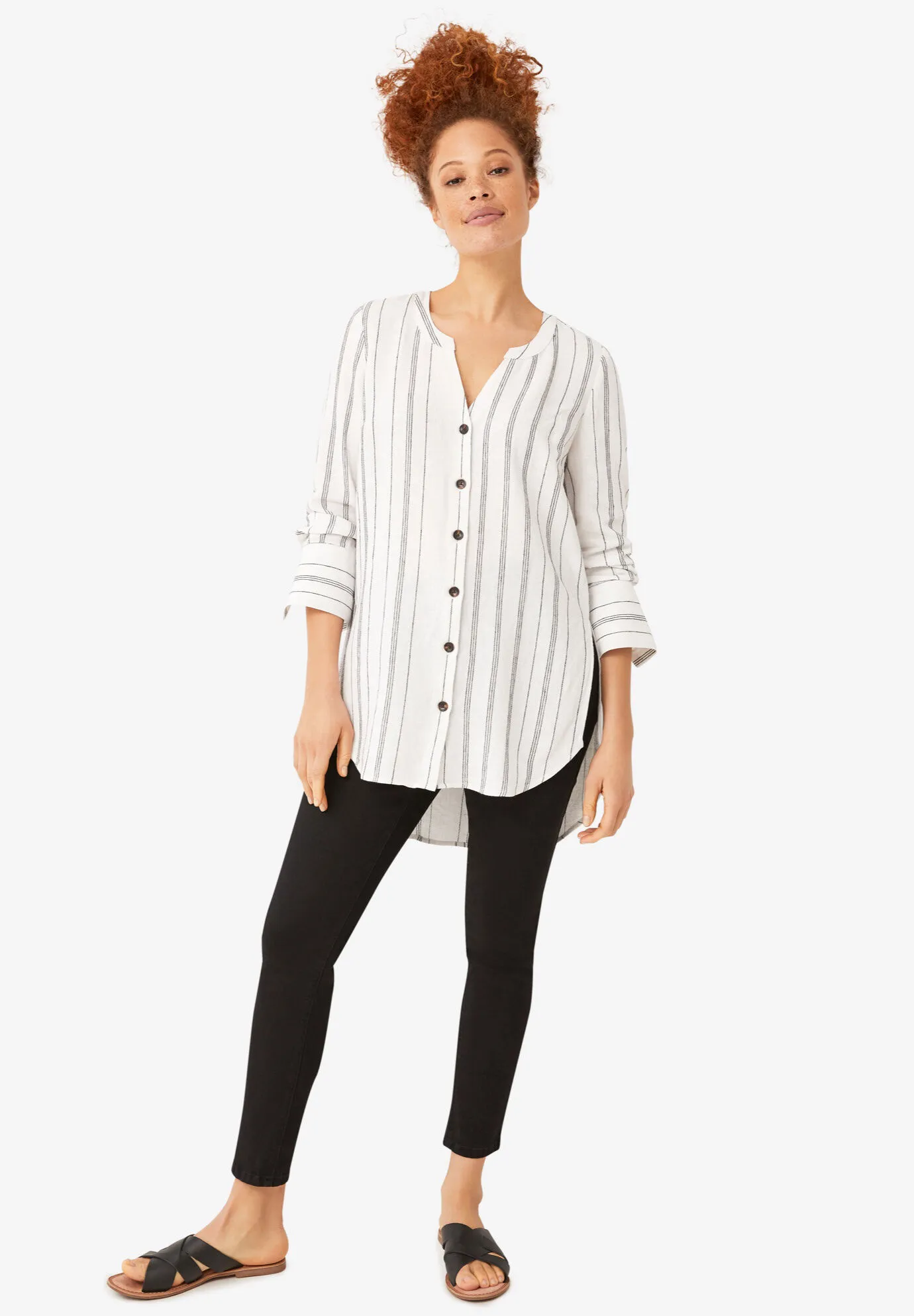 Striped Linen-Blend Tunic