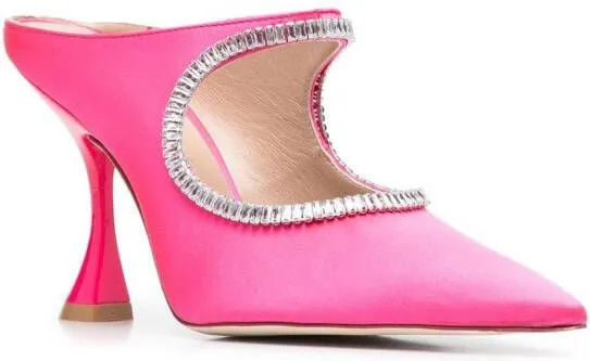 Stuart Weitzman XCurve Crystal 100mm mules Pink