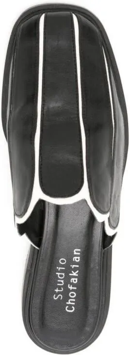 Studio Chofakian scallop-edge leather mules Black