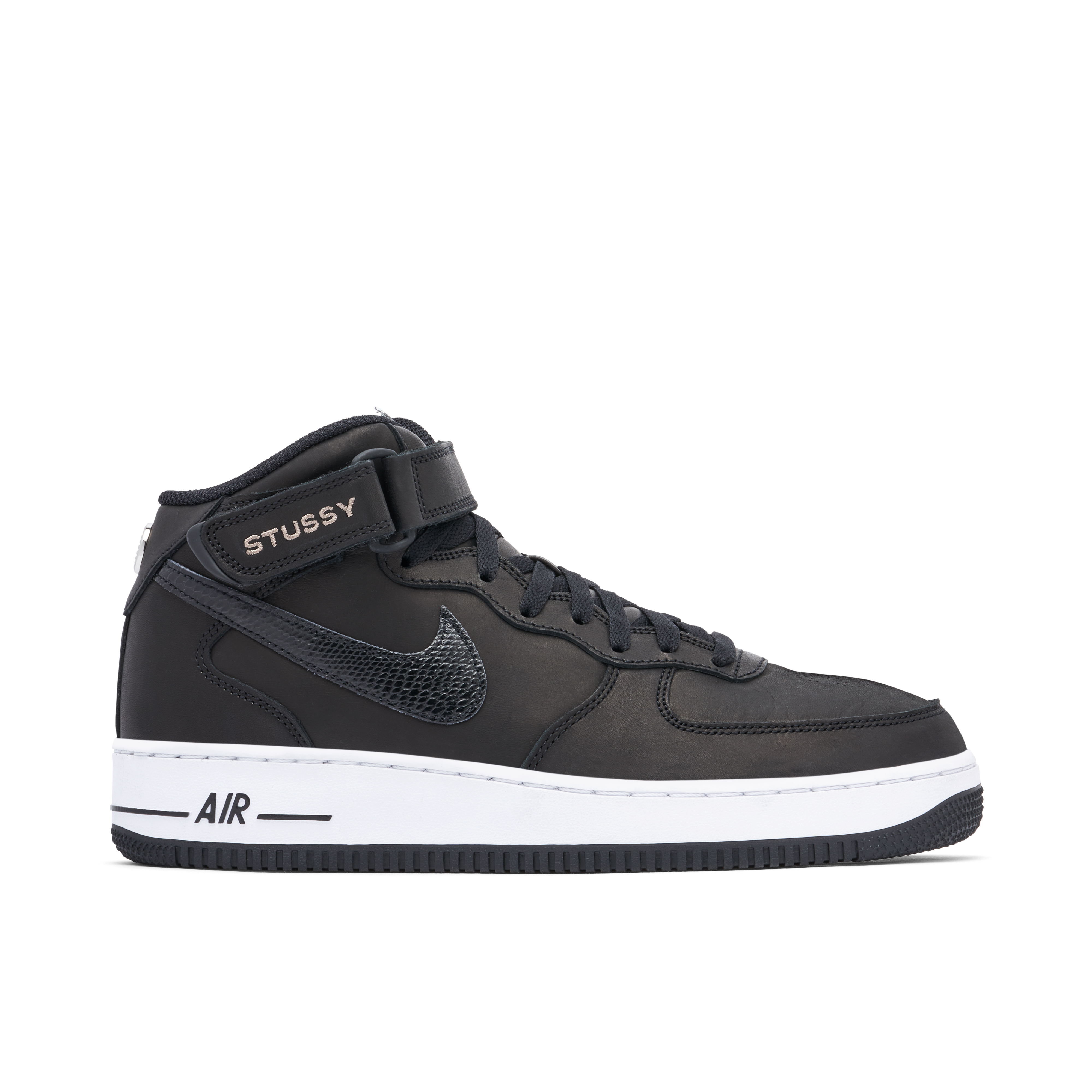 Stussy x Nike Air Force 1 Mid Black | DJ7840-001 | Laced