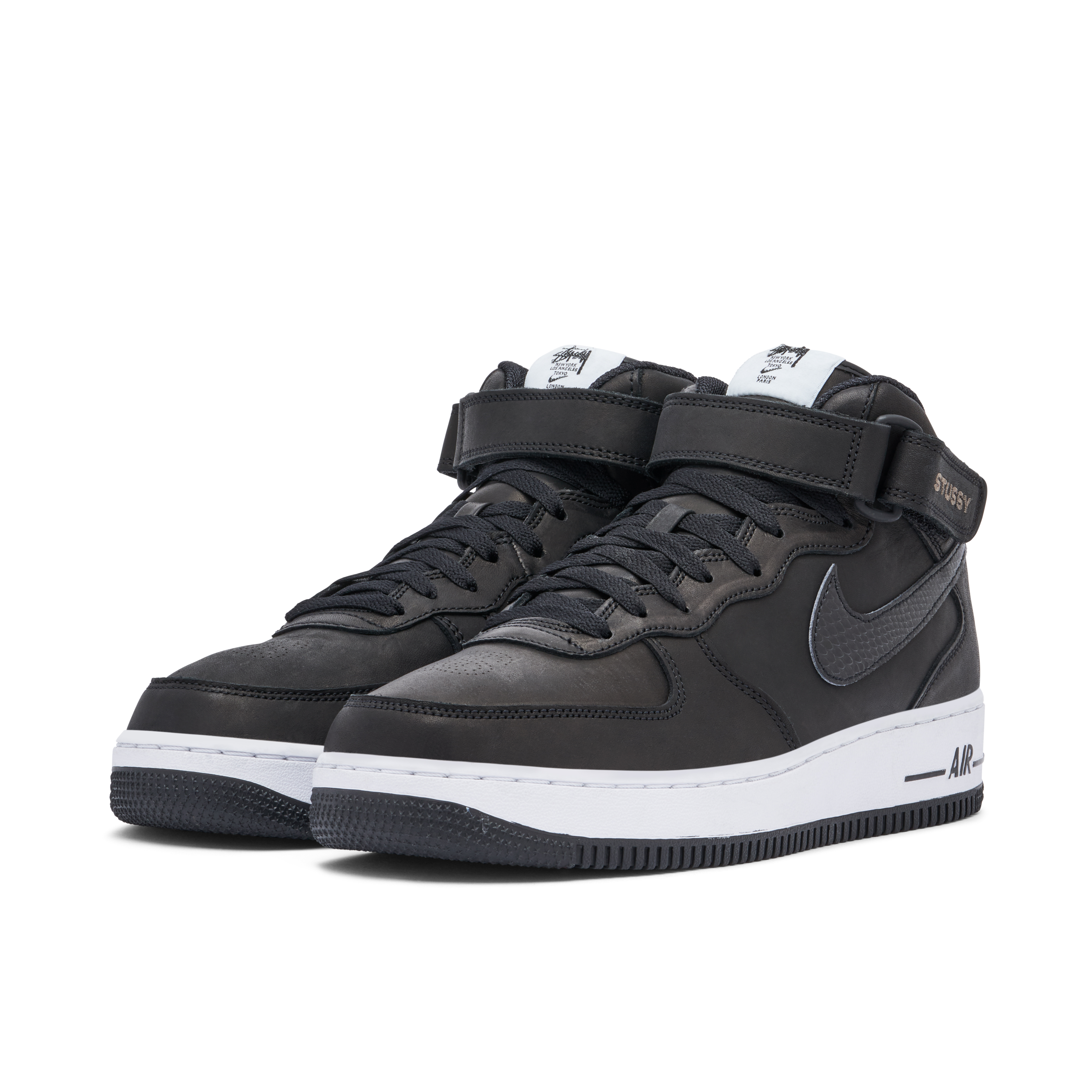 Stussy x Nike Air Force 1 Mid Black | DJ7840-001 | Laced