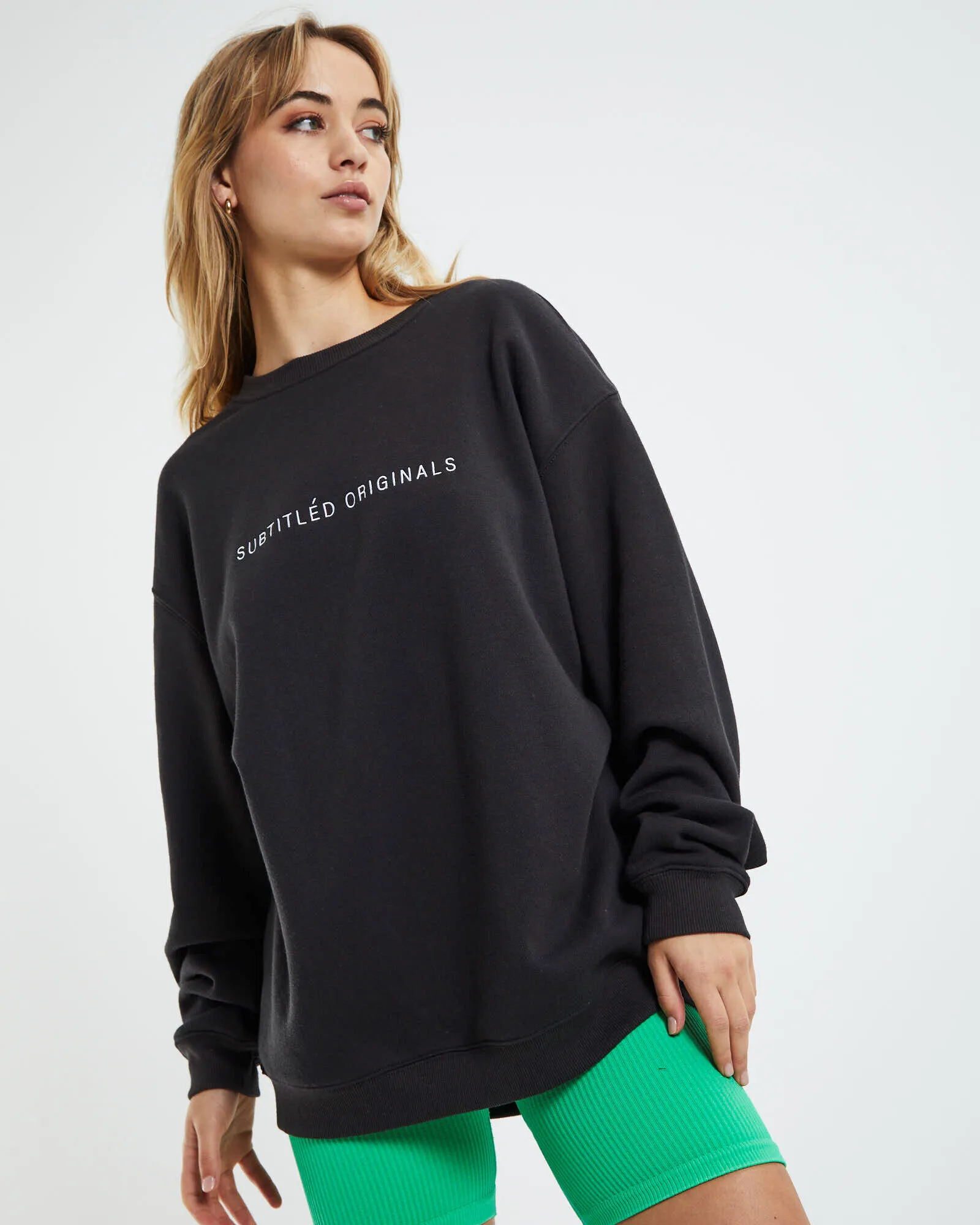 Subtitled Origin Oversized Fleece Crew Jumper Charcoal