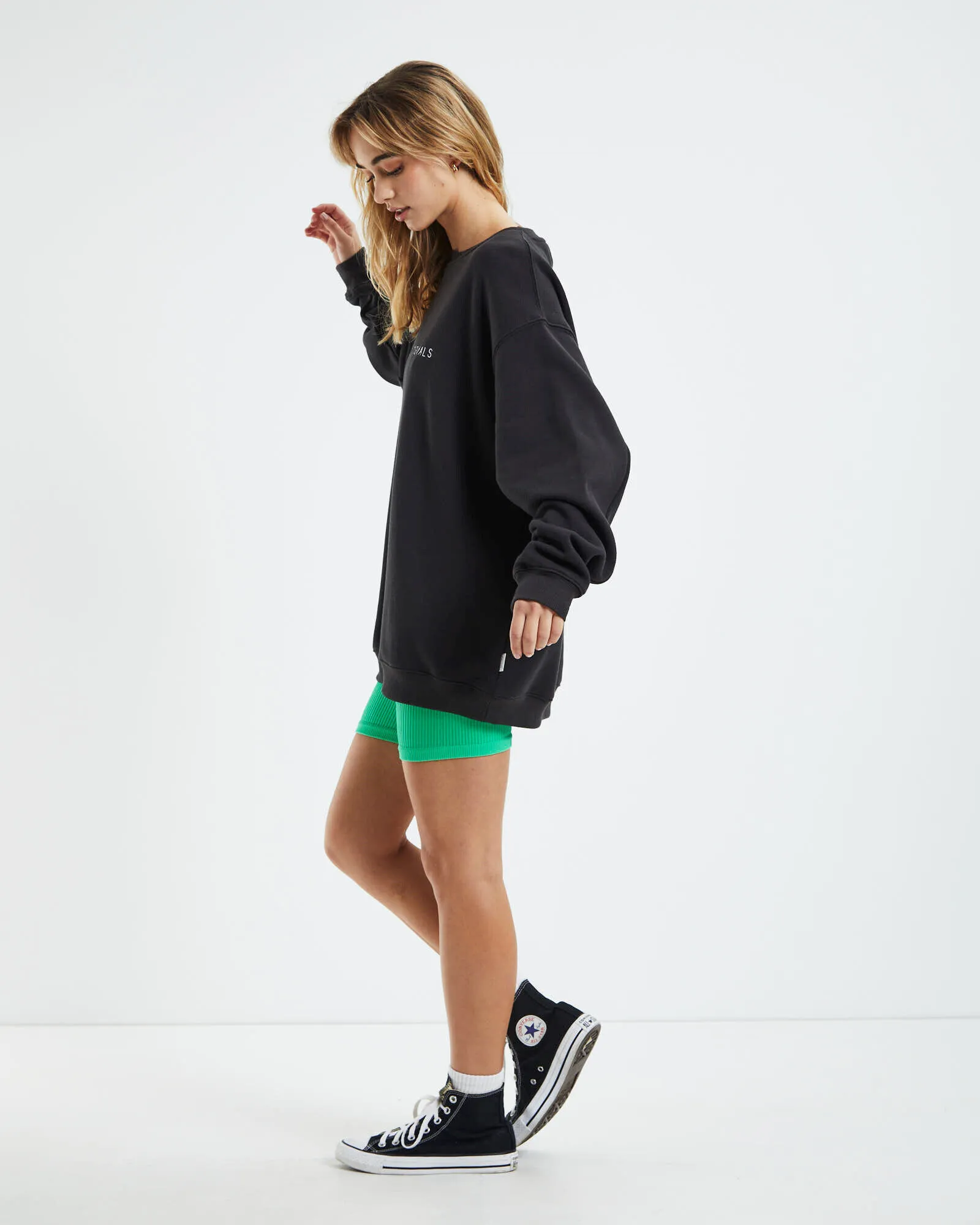 Subtitled Origin Oversized Fleece Crew Jumper Charcoal