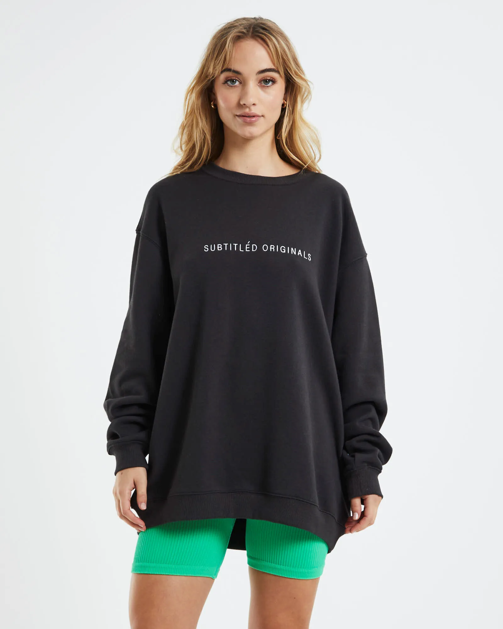 Subtitled Origin Oversized Fleece Crew Jumper Charcoal